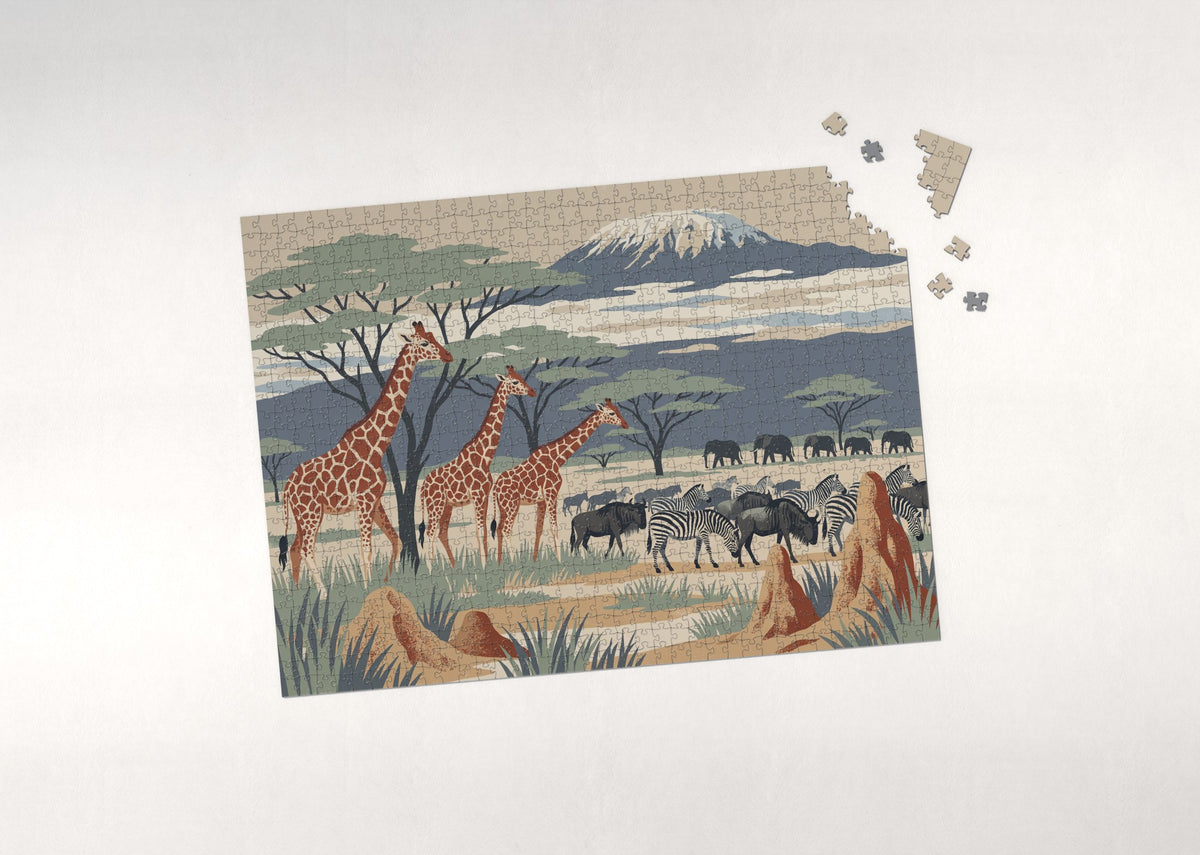 Giraffes with Kilimanjaro in the Distance jigsaw puzzle - puzzle with loose pieces