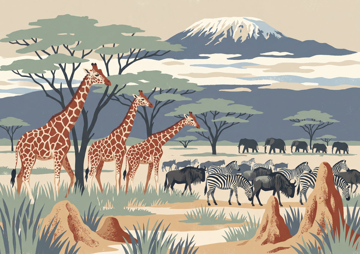 Giraffes with Kilimanjaro in the Distance jigsaw puzzle