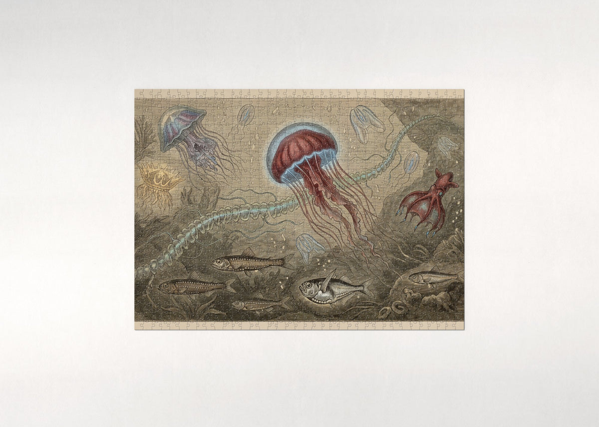Glowing Jellyfish of the Deep Sea jigsaw puzzle - flat puzzle