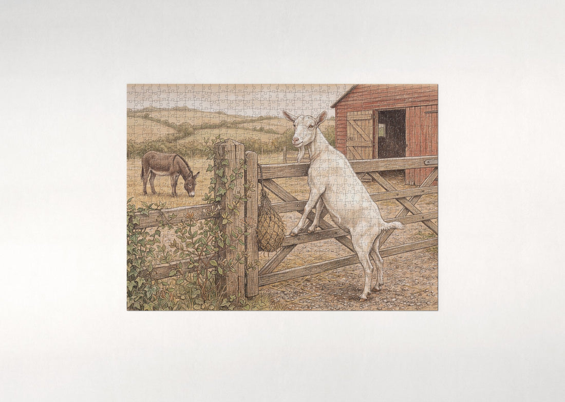 Goat at the Farm Gate jigsaw puzzle - gift box