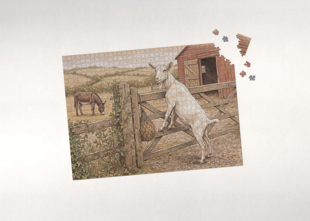 Goat at the Farm Gate jigsaw puzzle - puzzle with loose pieces