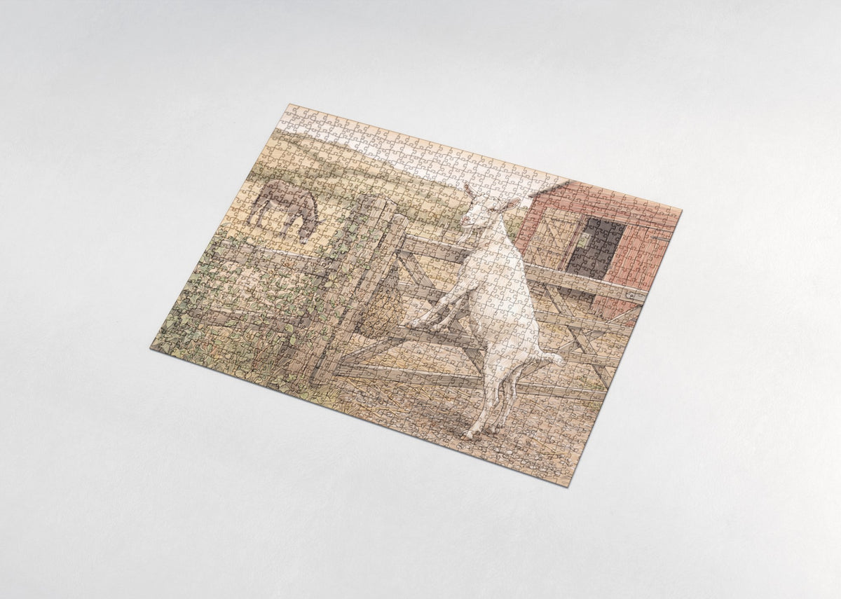 Goat at the Farm Gate jigsaw puzzle - assembled puzzle