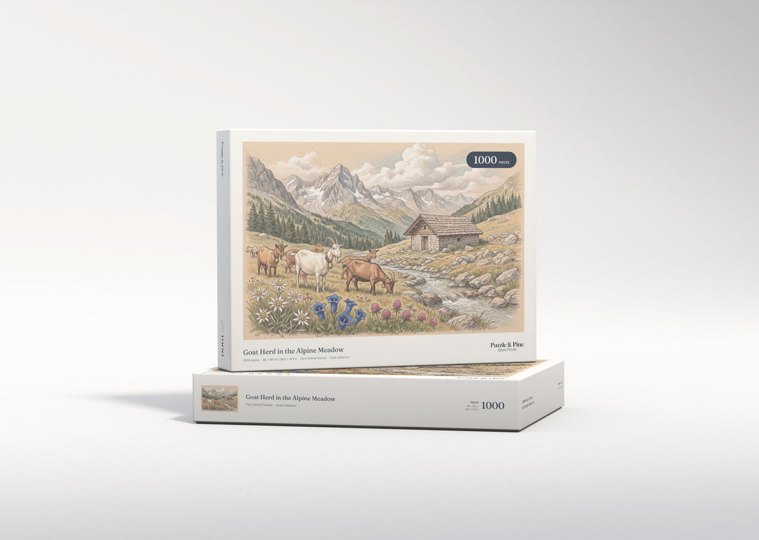 Goat Herd in the Alpine Meadow jigsaw puzzle - gift box