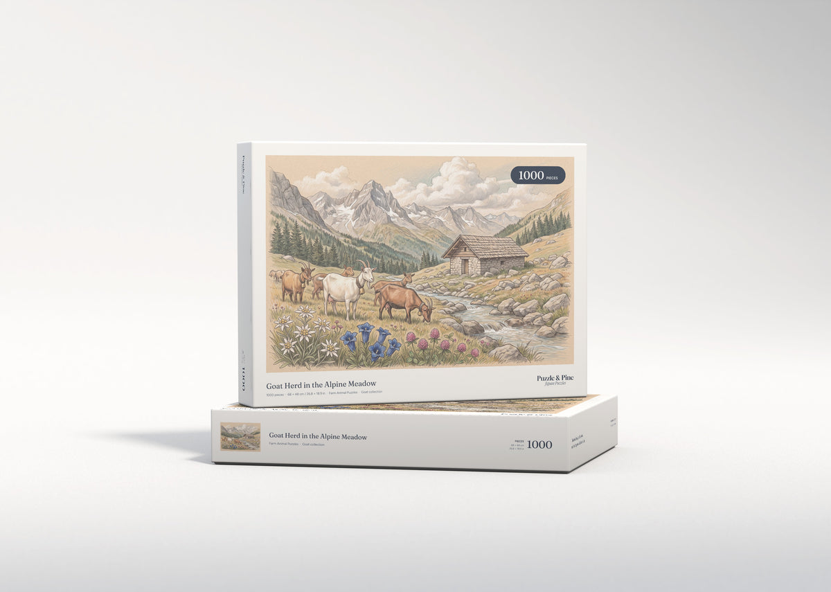 Goat Herd in the Alpine Meadow jigsaw puzzle - gift box