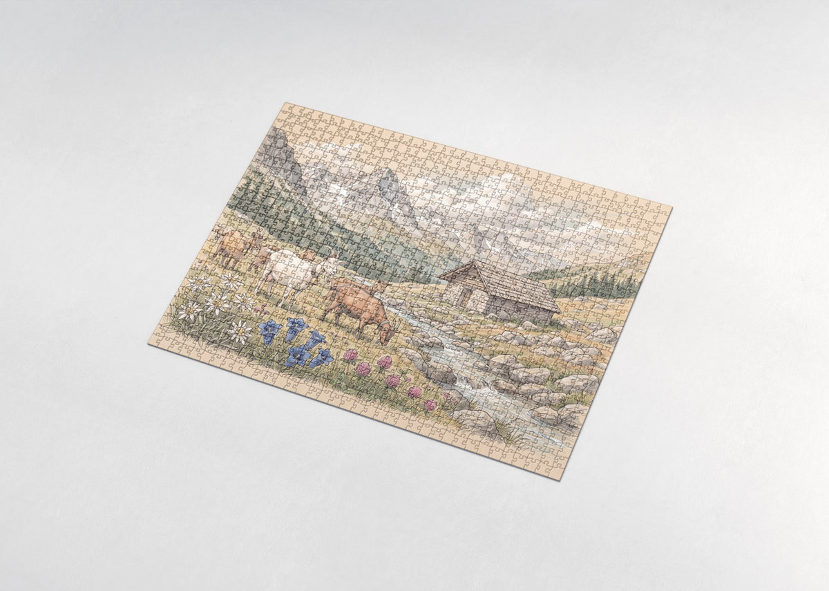 Goat Herd in the Alpine Meadow jigsaw puzzle - assembled puzzle
