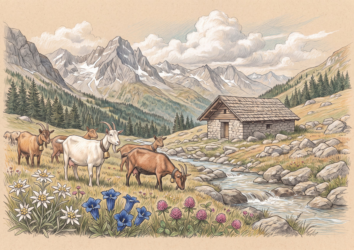 Goat Herd in the Alpine Meadow jigsaw puzzle