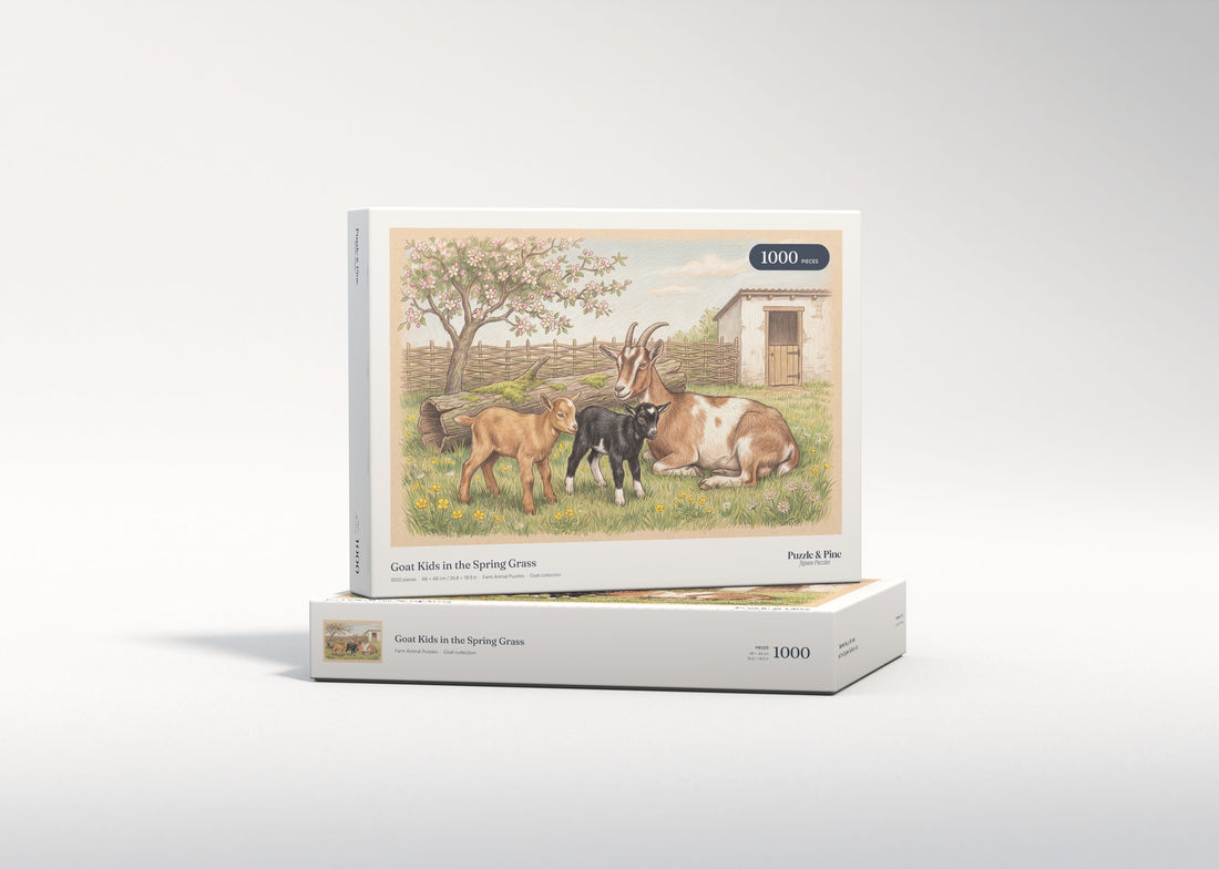Goat Kids in the Spring Grass jigsaw puzzle - gift box