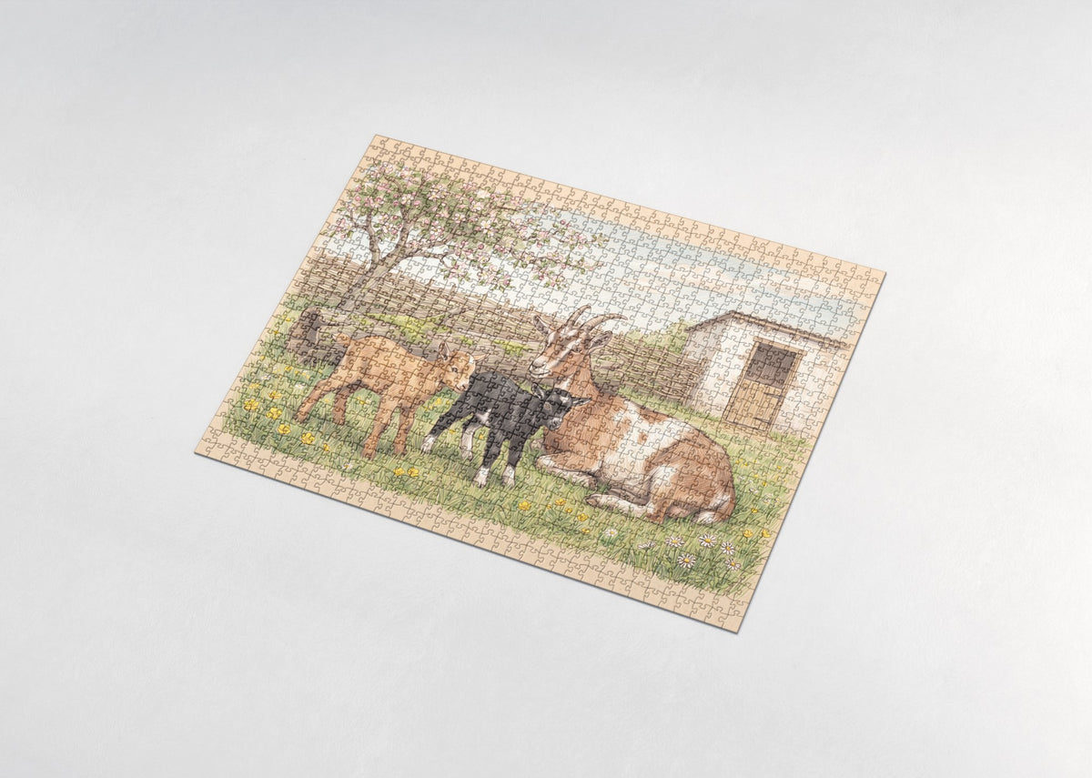 Goat Kids in the Spring Grass jigsaw puzzle - assembled puzzle