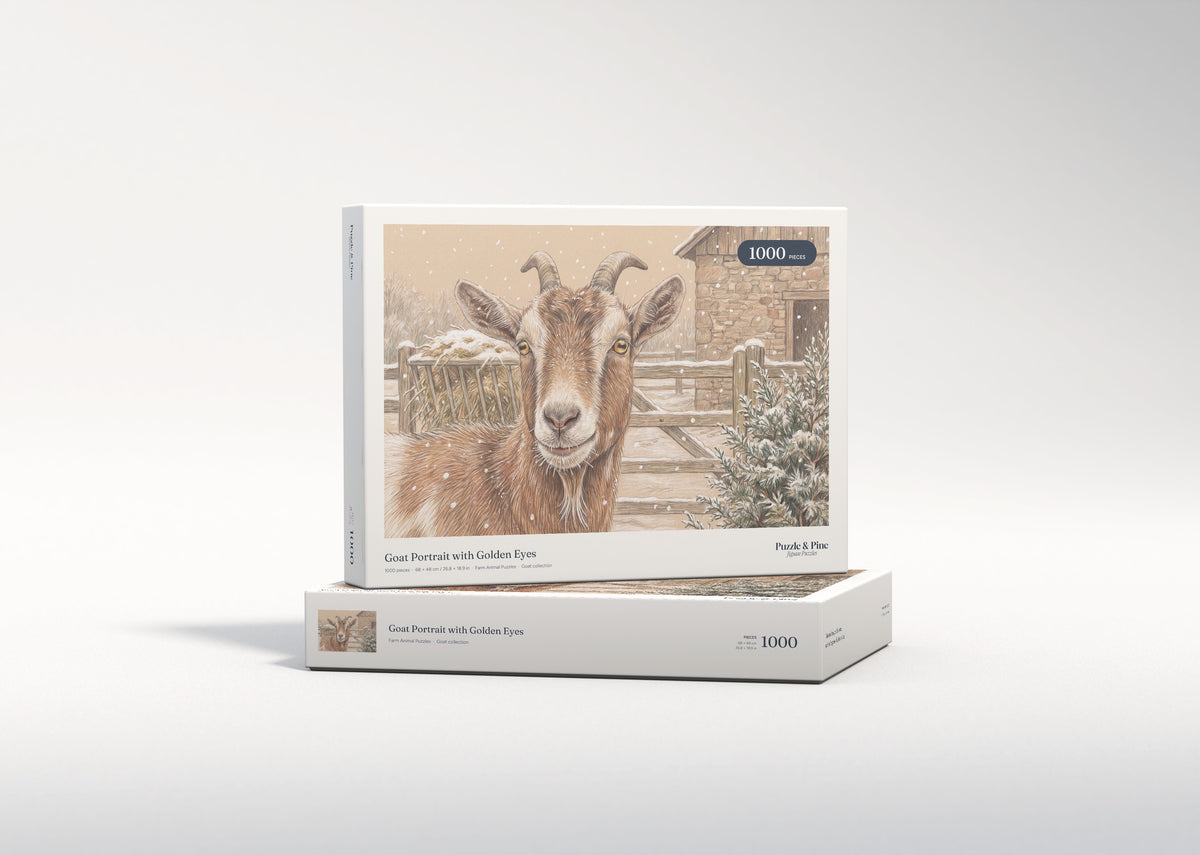 Goat Portrait with Golden Eyes jigsaw puzzle - gift box