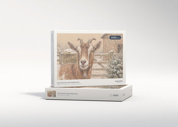Goat Portrait with Golden Eyes jigsaw puzzle - gift box