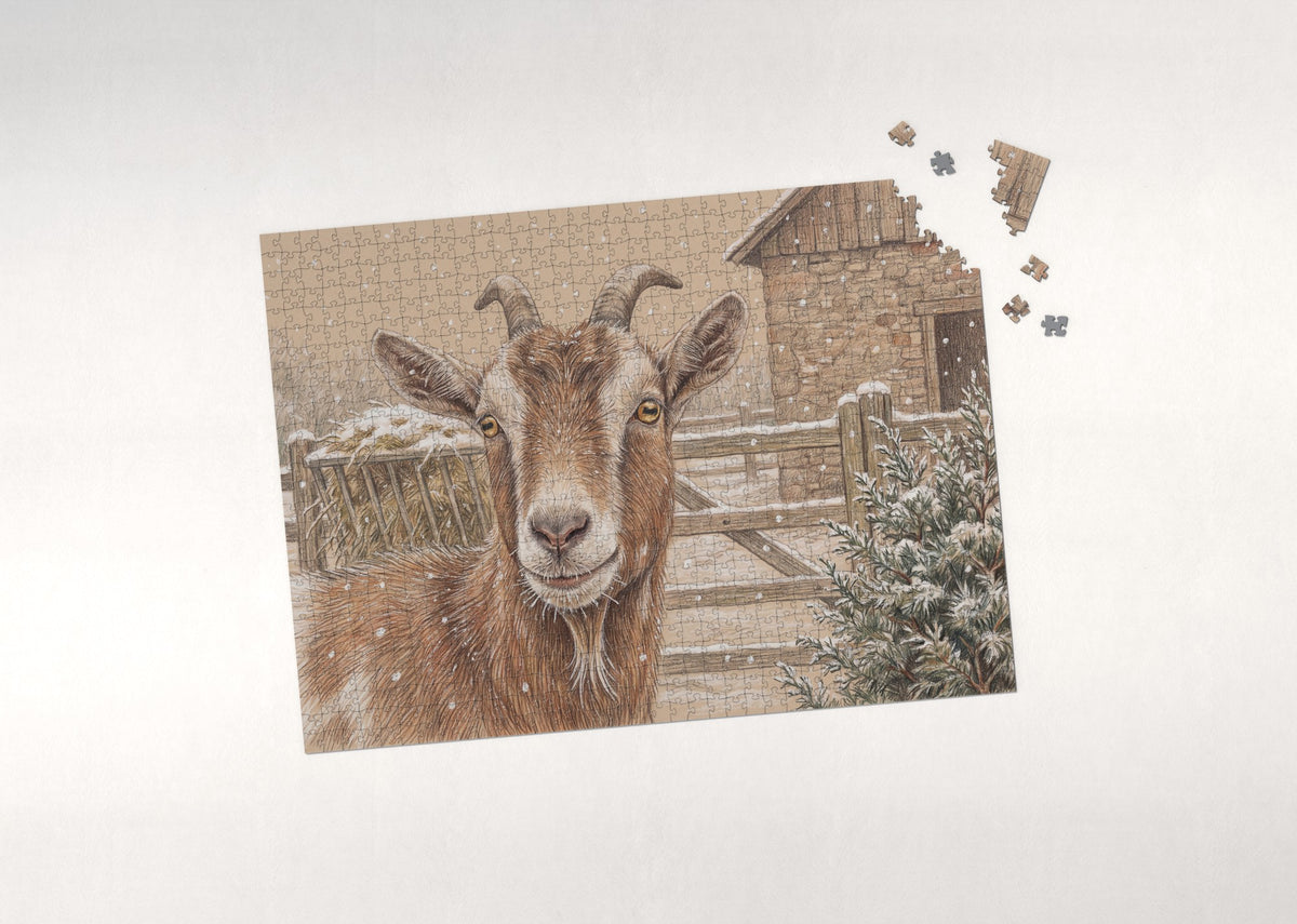 Goat Portrait with Golden Eyes jigsaw puzzle - puzzle with loose pieces