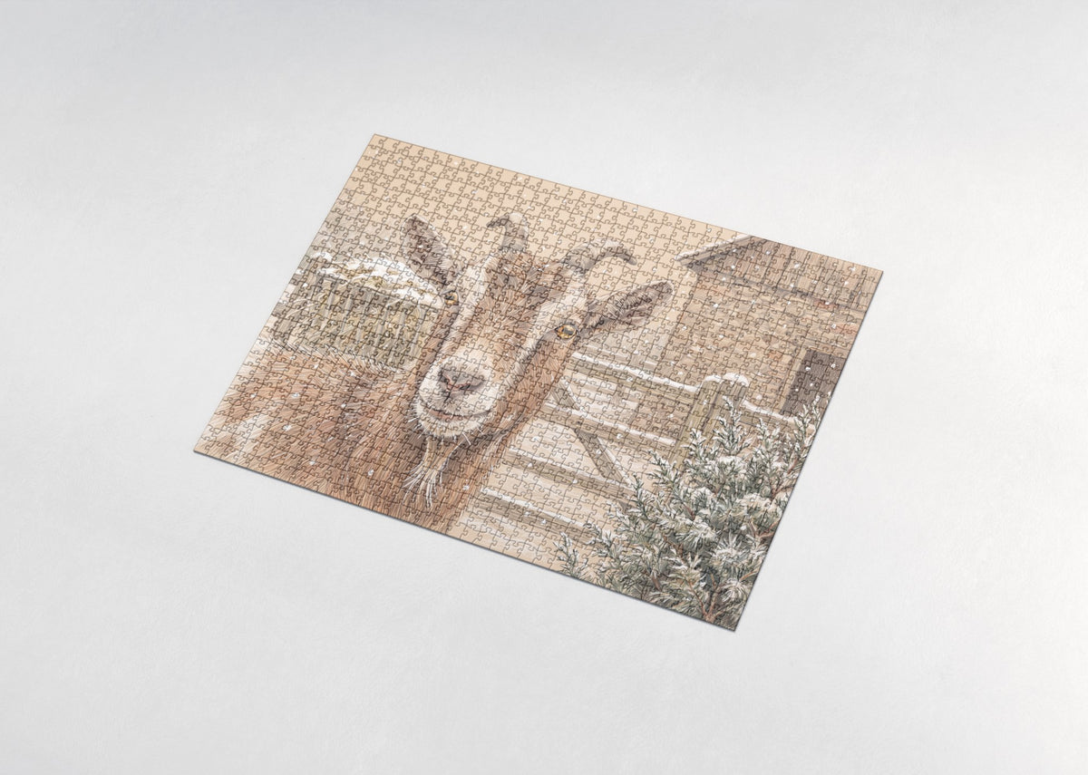 Goat Portrait with Golden Eyes jigsaw puzzle - assembled puzzle