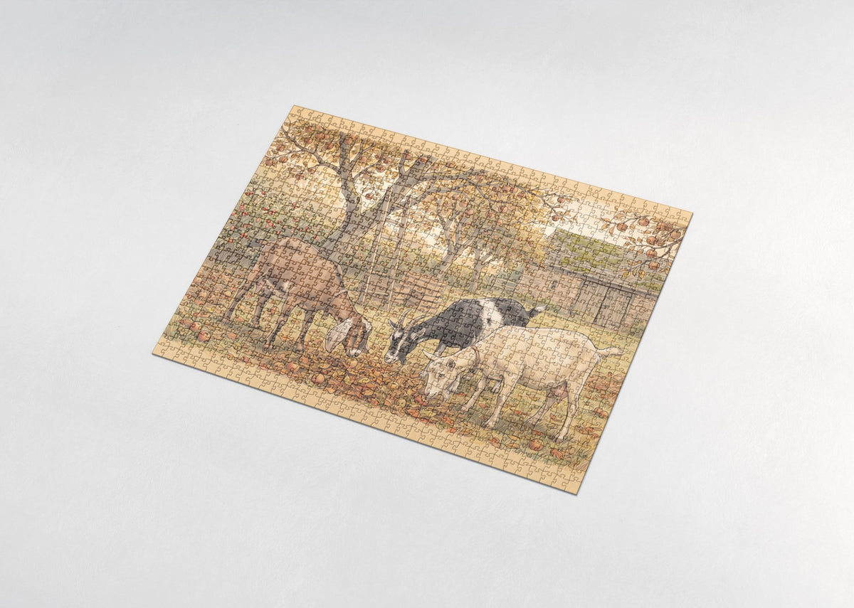 Goats in the Autumn Orchard jigsaw puzzle - assembled puzzle