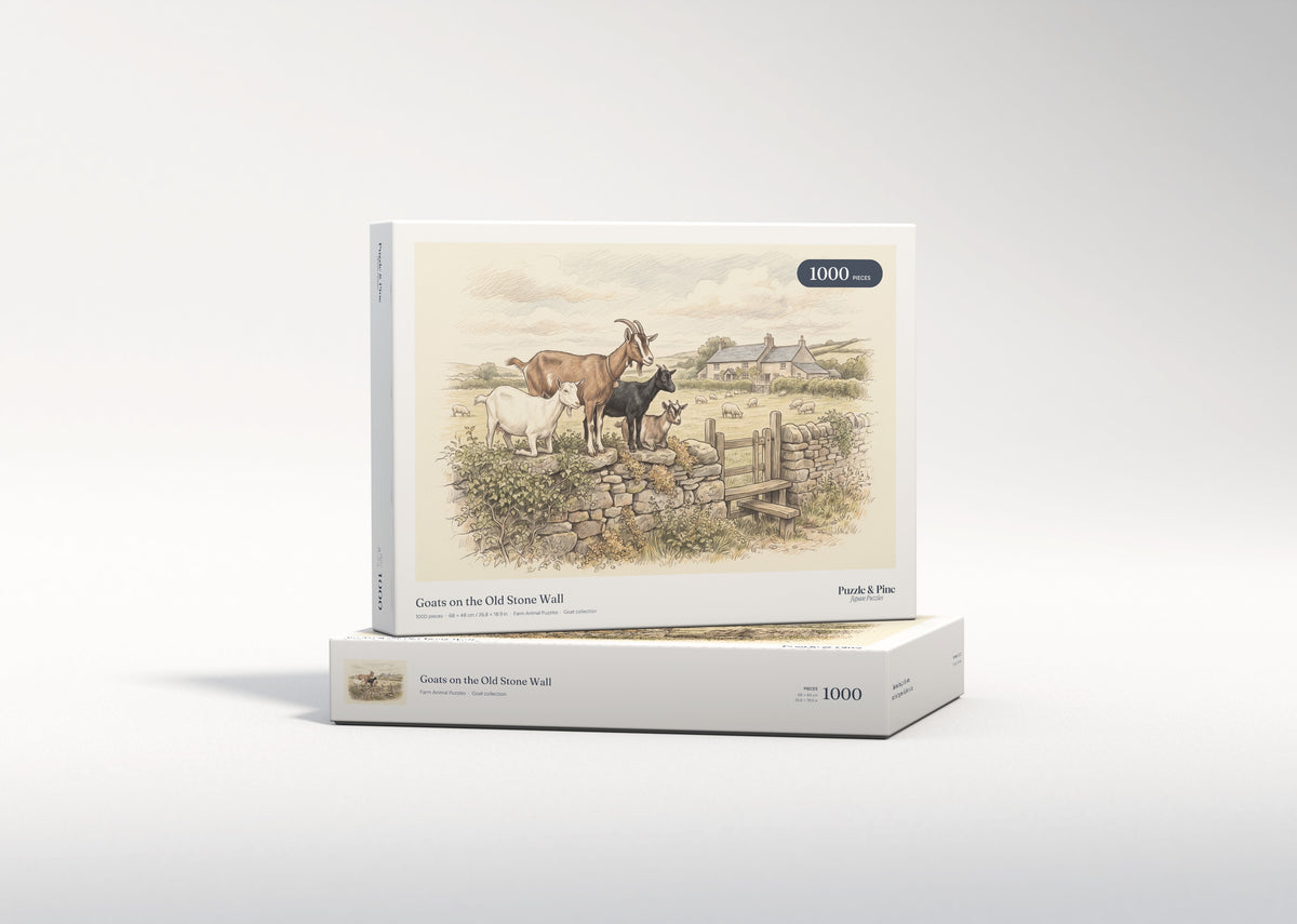Goats on the Old Stone Wall jigsaw puzzle - gift box