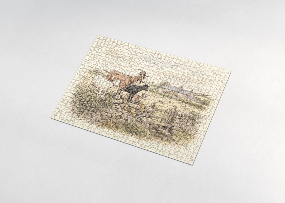 Goats on the Old Stone Wall jigsaw puzzle - assembled puzzle