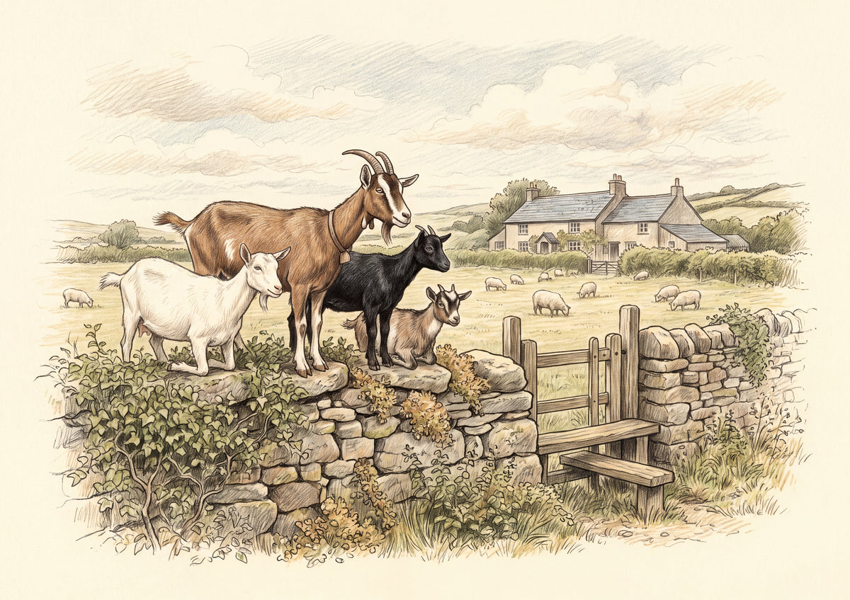 Goats on the Old Stone Wall jigsaw puzzle