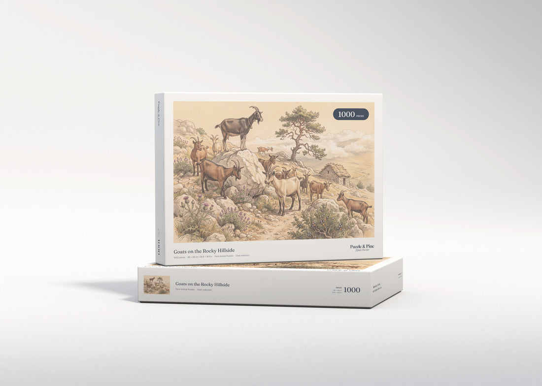 Goats on the Rocky Hillside jigsaw puzzle - gift box
