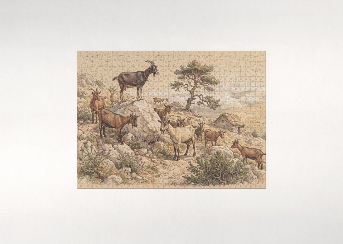 Goats on the Rocky Hillside jigsaw puzzle - gift box