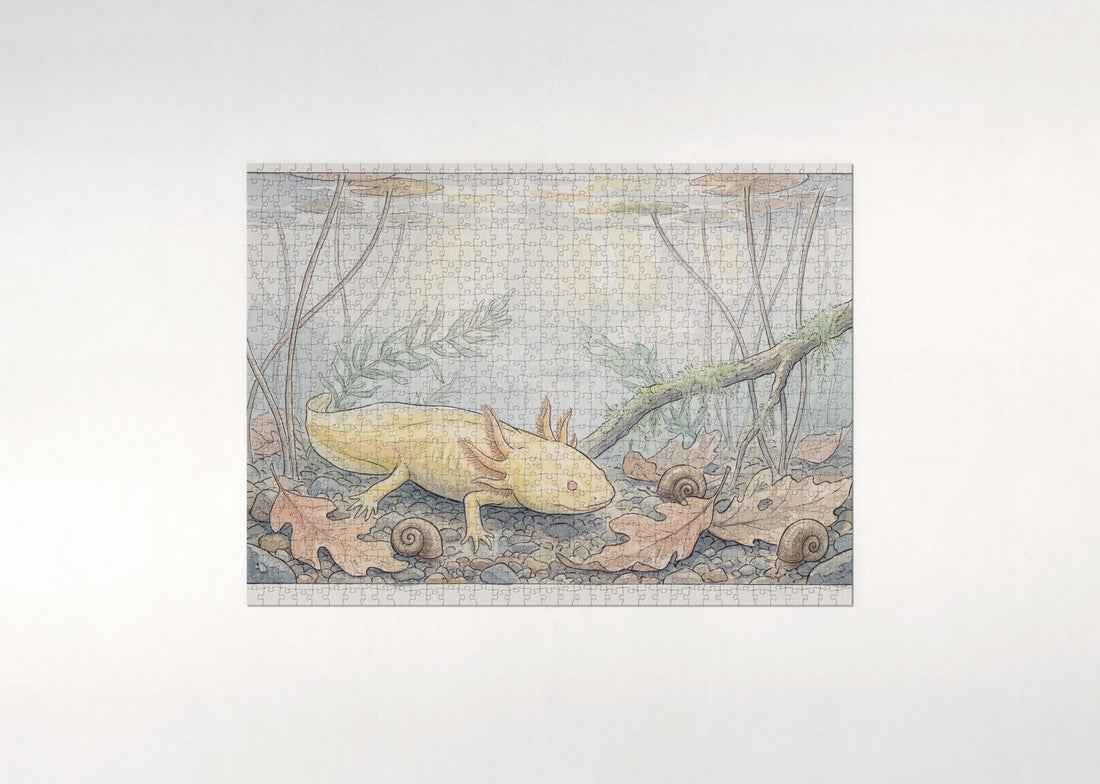 Golden Axolotl at the Pond Floor jigsaw puzzle - gift box