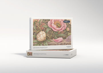 Golden Beetles Among the Peonies jigsaw puzzle - gift box