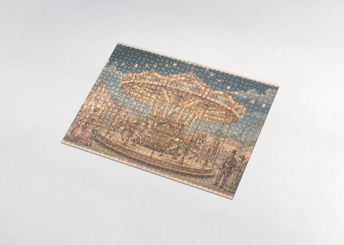 Golden Carousel at the Night Fair jigsaw puzzle - assembled puzzle