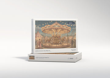 Golden Carousel at the Night Fair jigsaw puzzle - gift box