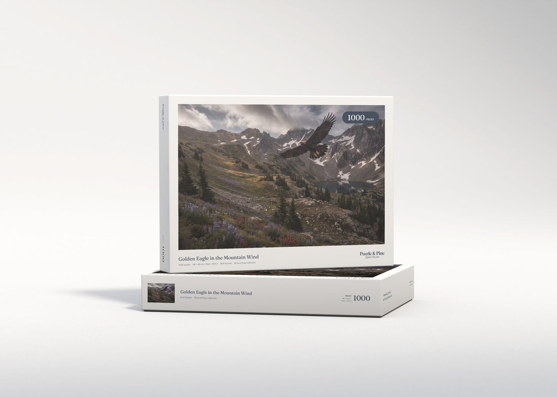 Golden Eagle in the Mountain Wind jigsaw puzzle - gift box