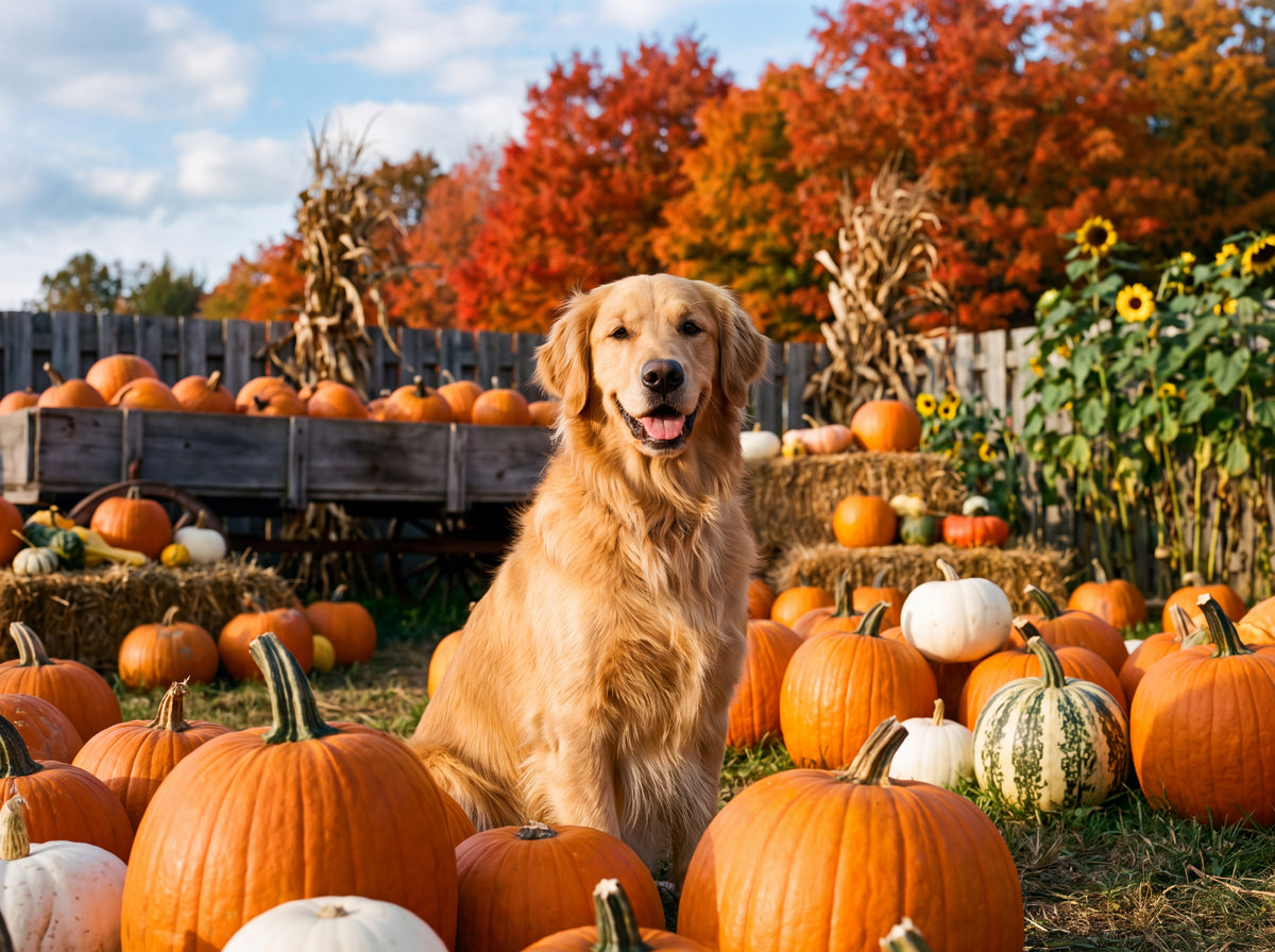 Golden Retriever in the Pumpkin Patch jigsaw puzzle