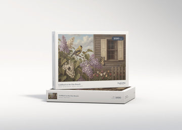 Goldfinch on the Lilac Branch jigsaw puzzle - gift box