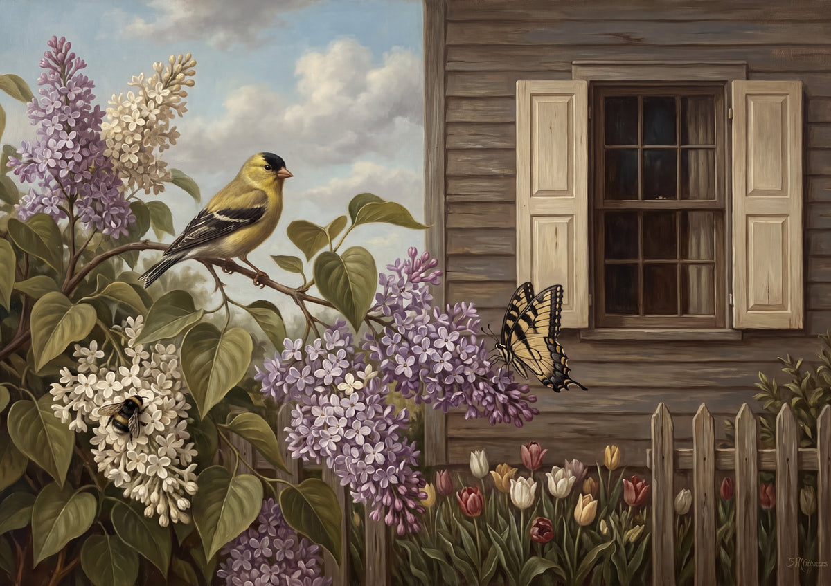 Goldfinch on the Lilac Branch jigsaw puzzle