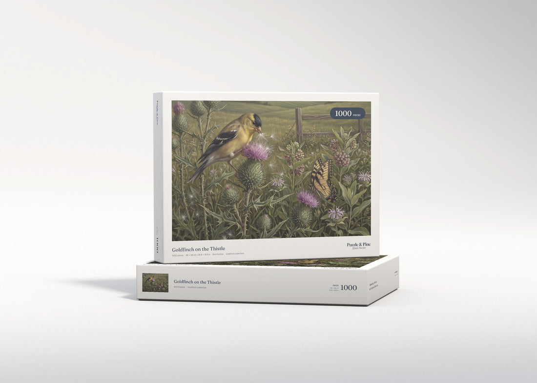 Goldfinch on the Thistle jigsaw puzzle - gift box