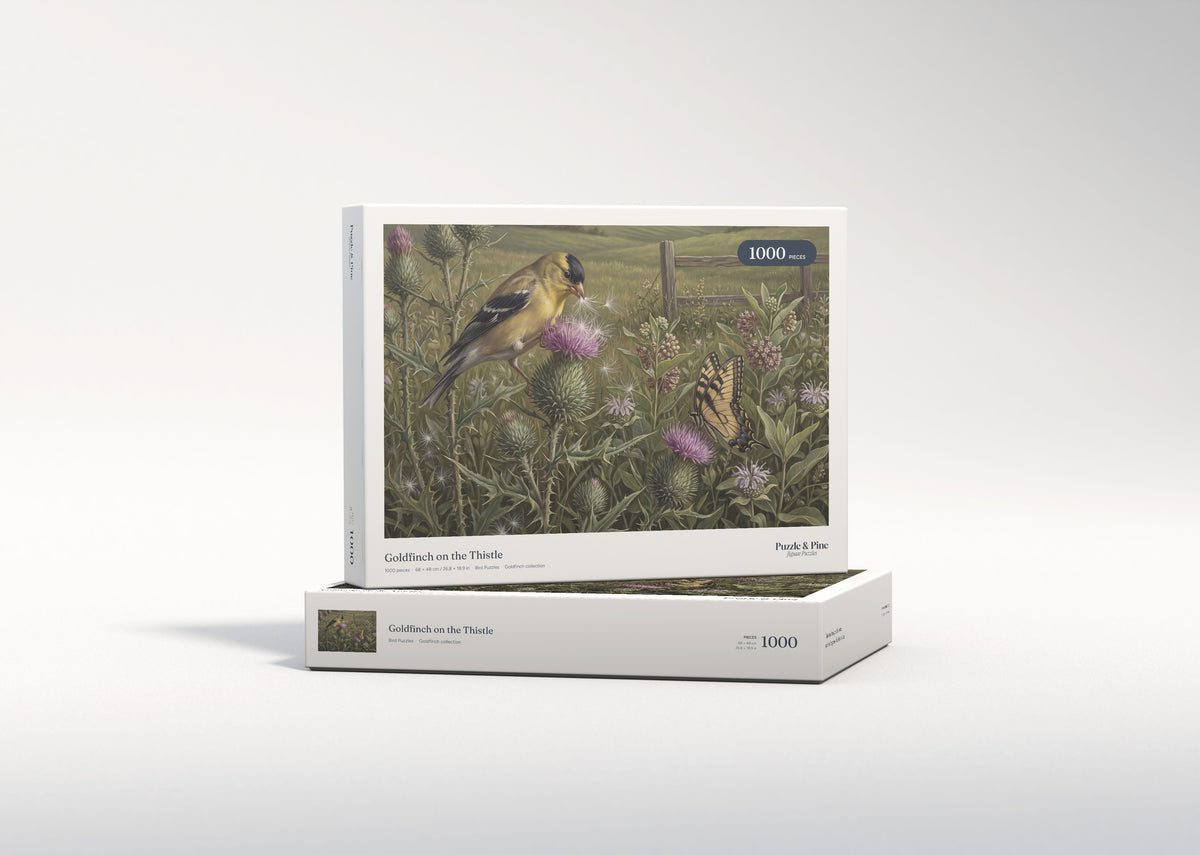 Goldfinch on the Thistle jigsaw puzzle - gift box