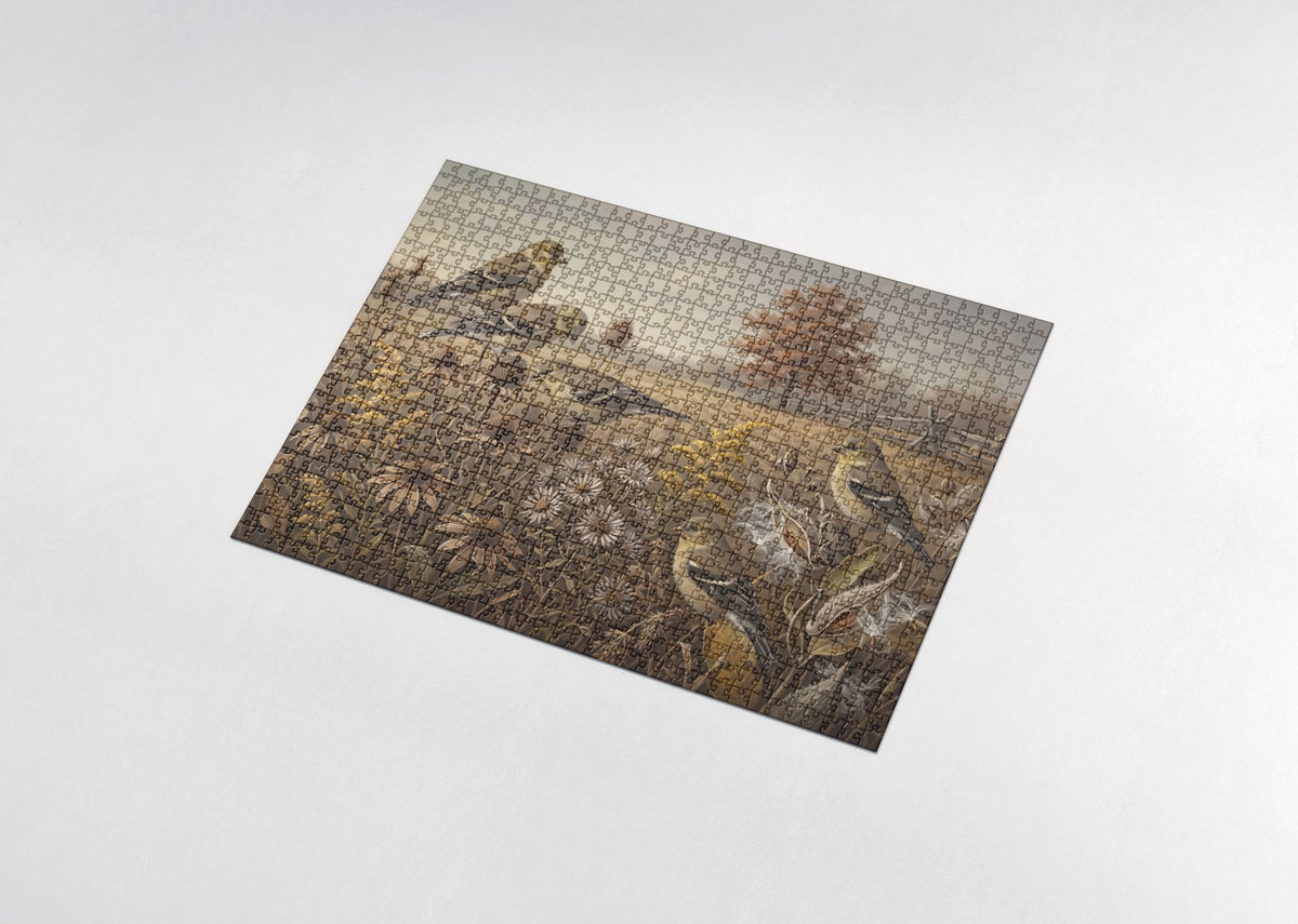 Goldfinches at the Autumn Seed Heads jigsaw puzzle - assembled puzzle
