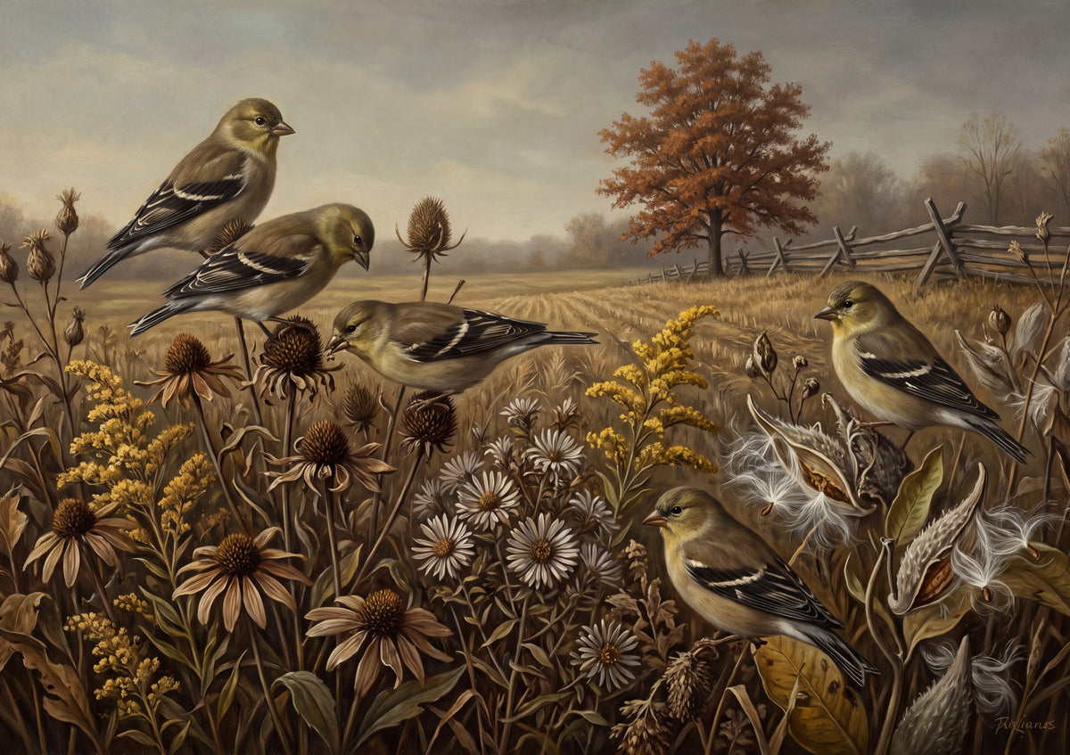 Goldfinches at the Autumn Seed Heads jigsaw puzzle