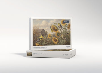 Goldfinches in the Sunflower Patch jigsaw puzzle - gift box