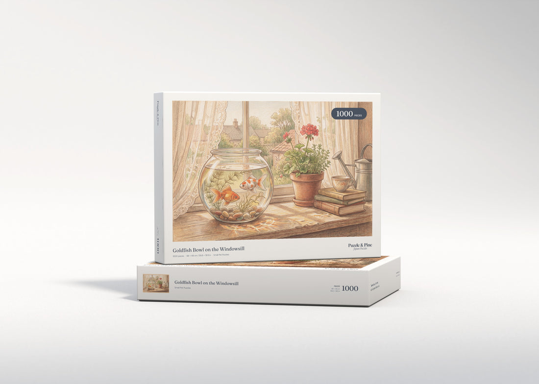 Goldfish Bowl on the Windowsill jigsaw puzzle - gift box