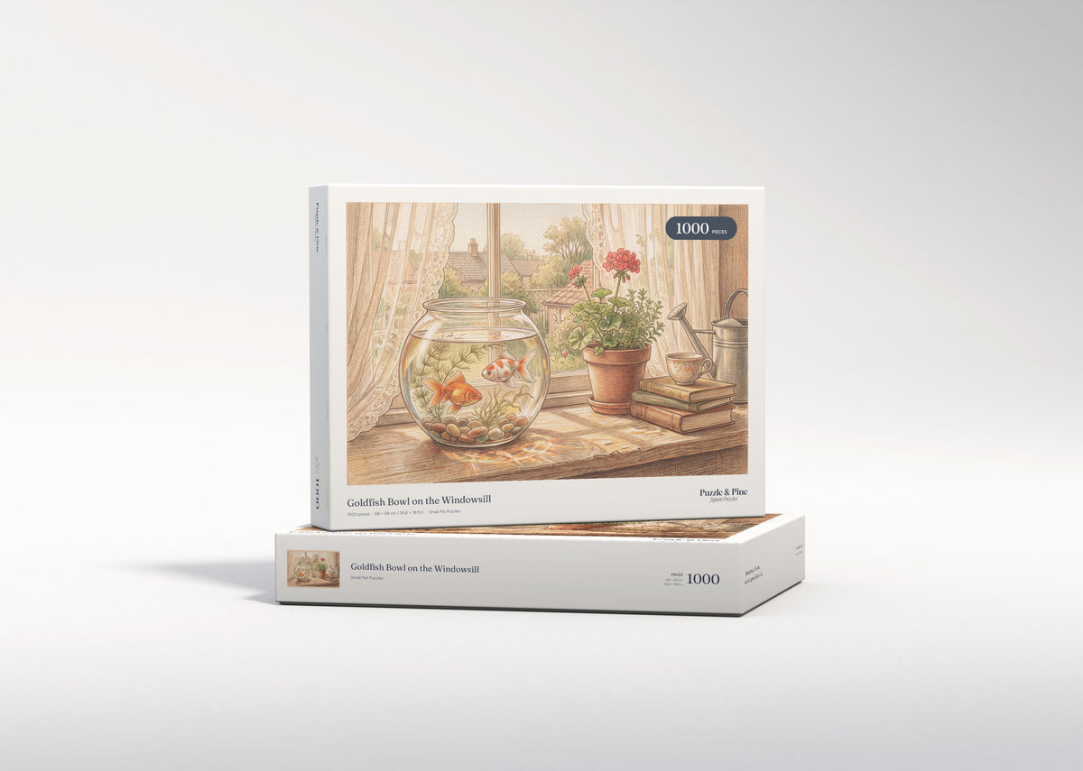 Goldfish Bowl on the Windowsill jigsaw puzzle - gift box
