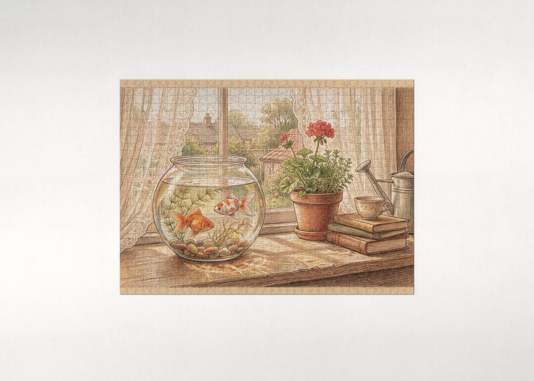 Goldfish Bowl on the Windowsill jigsaw puzzle - gift box