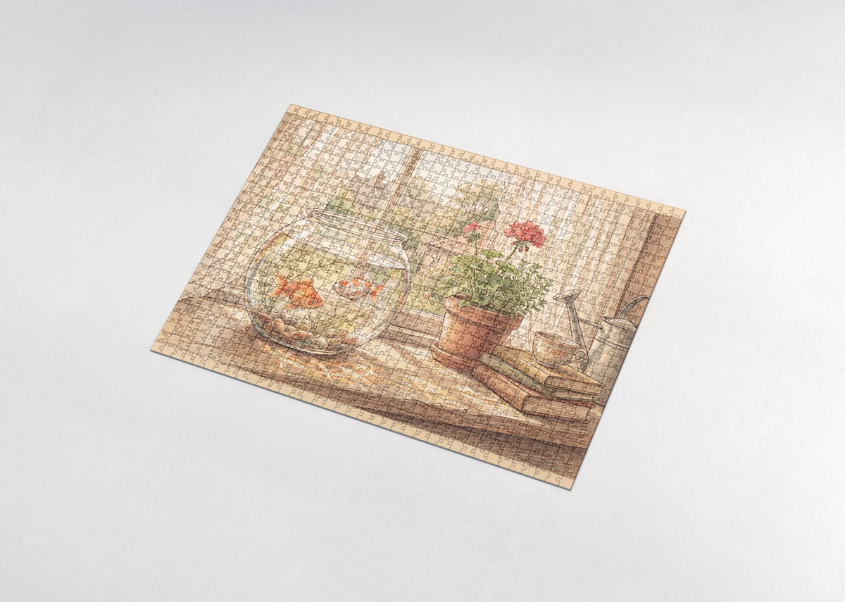 Goldfish Bowl on the Windowsill jigsaw puzzle - assembled puzzle