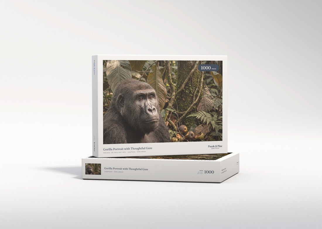 Gorilla Portrait with Thoughtful Gaze jigsaw puzzle - gift box