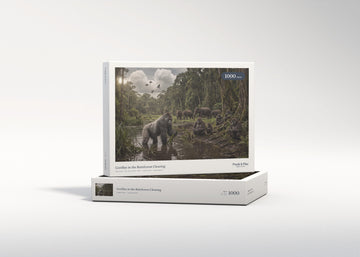 Gorillas in the Rainforest Clearing jigsaw puzzle - gift box