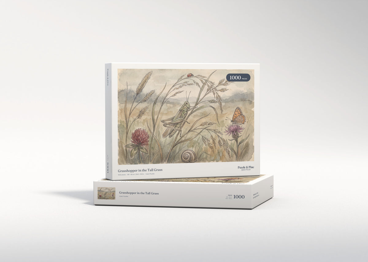 Grasshopper in the Tall Grass jigsaw puzzle - gift box