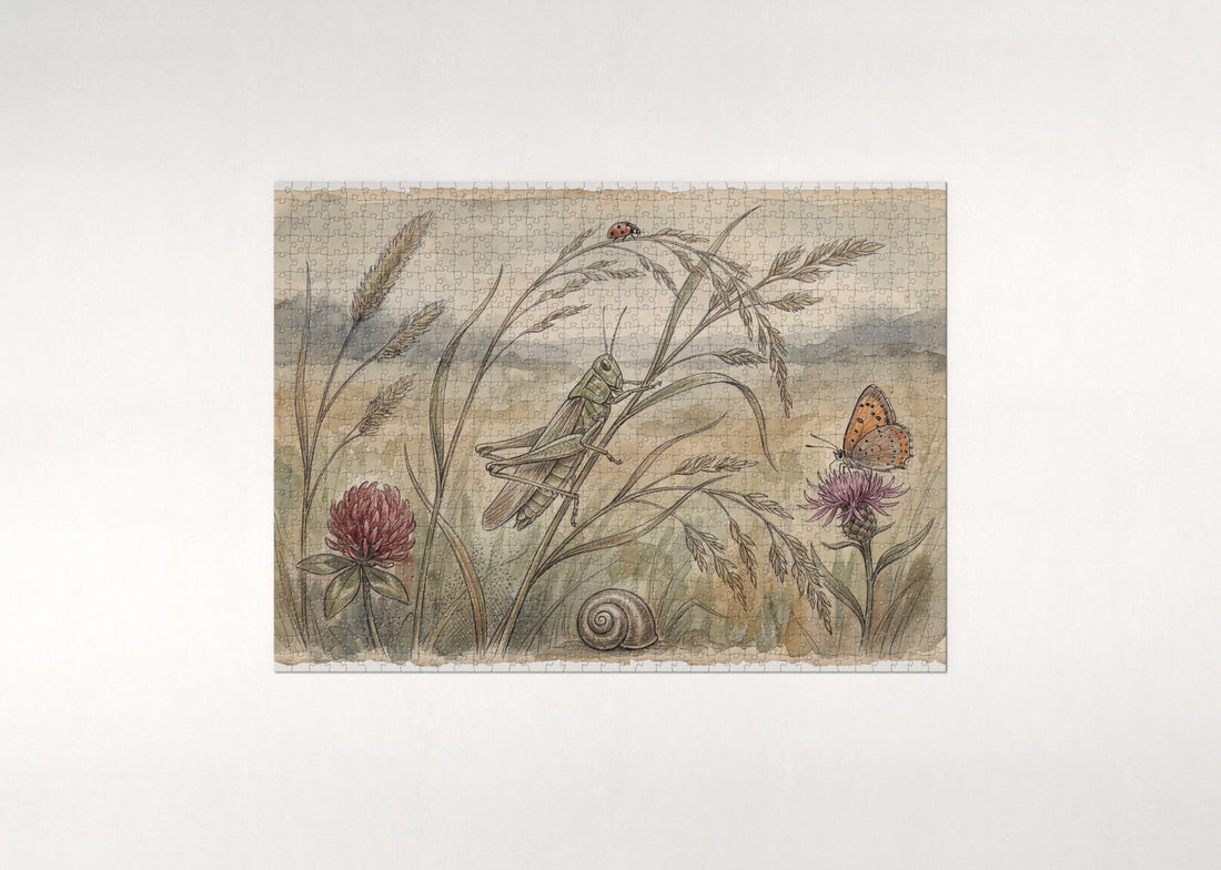 Grasshopper in the Tall Grass jigsaw puzzle - gift box