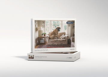 Great Dane on the Tiny Couch jigsaw puzzle - gift box
