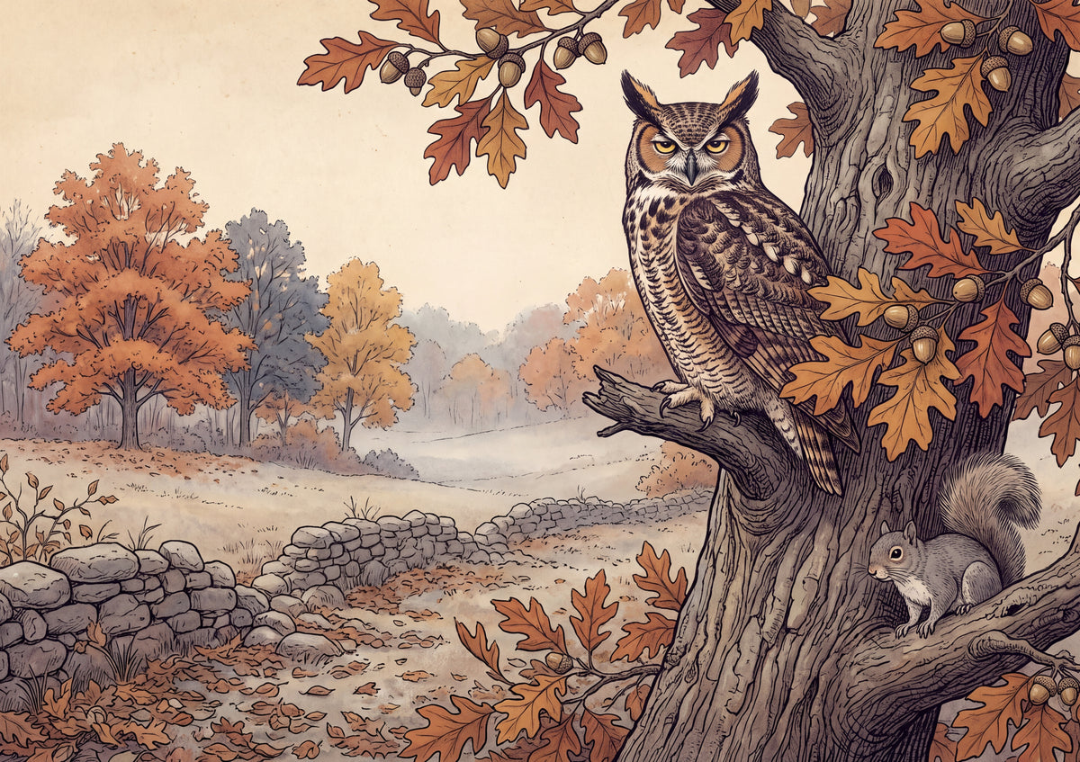 Great Horned Owl in the Autumn Oak jigsaw puzzle