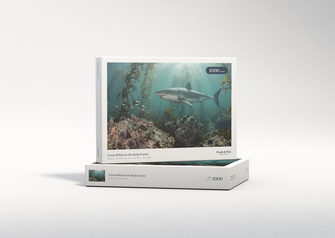 Great White in the Kelp Forest jigsaw puzzle - gift box