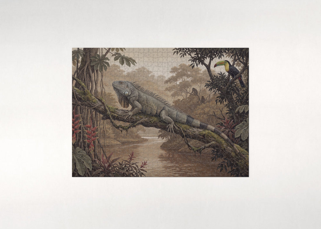 Green Iguana in the Jungle jigsaw puzzle - gift box