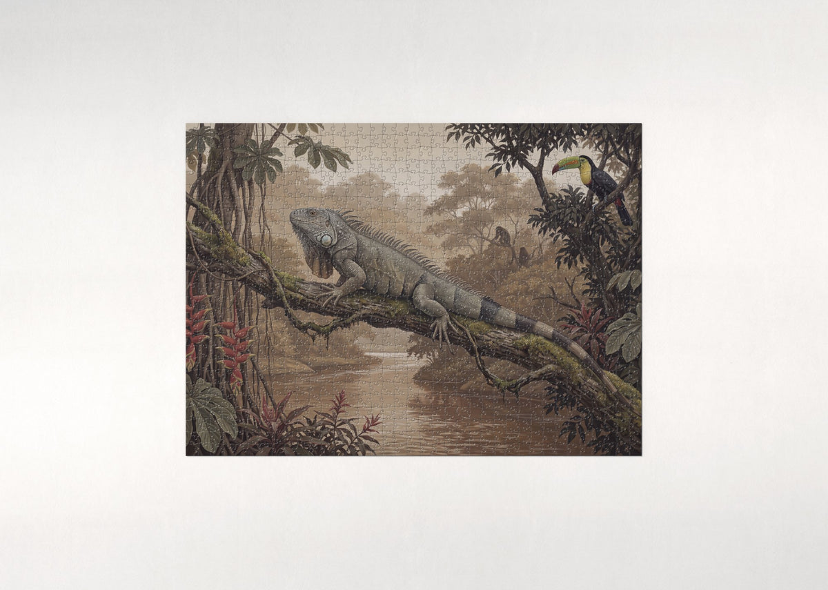 Green Iguana in the Jungle jigsaw puzzle - flat puzzle