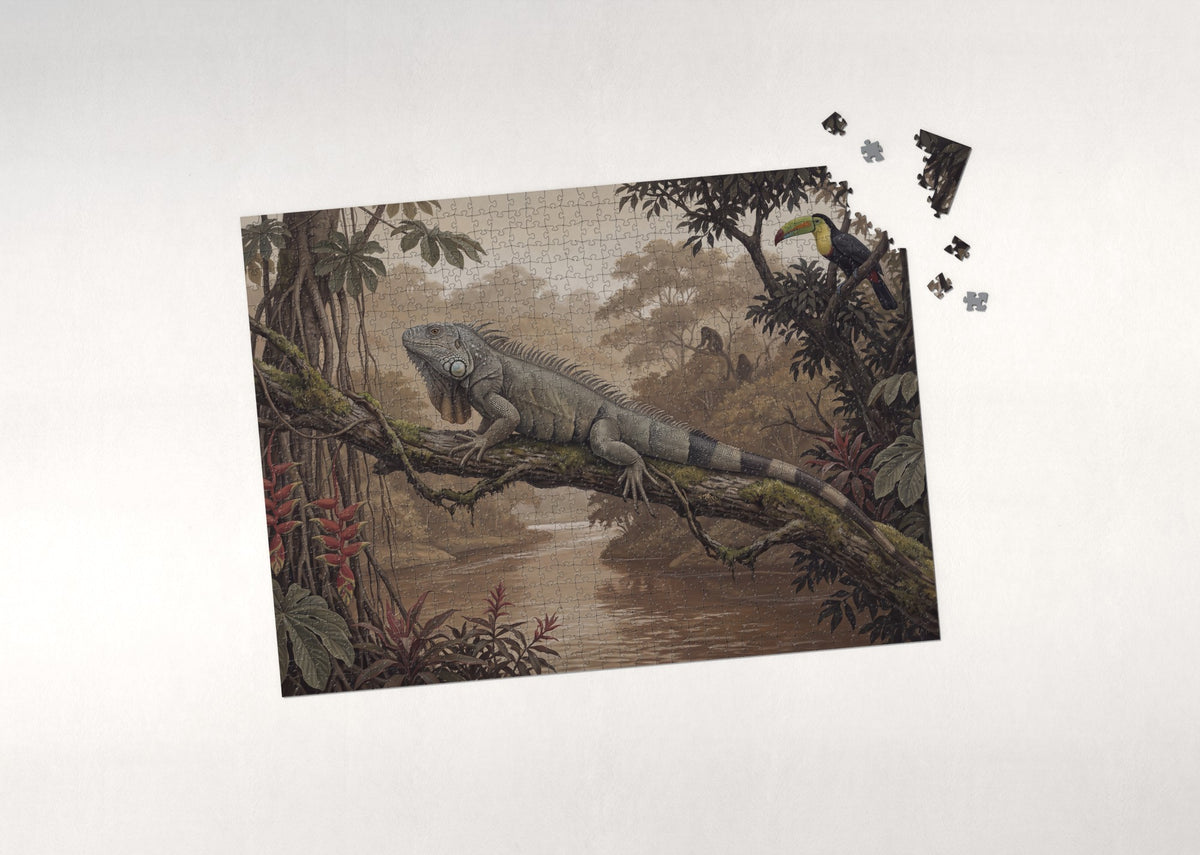 Green Iguana in the Jungle jigsaw puzzle - puzzle with loose pieces