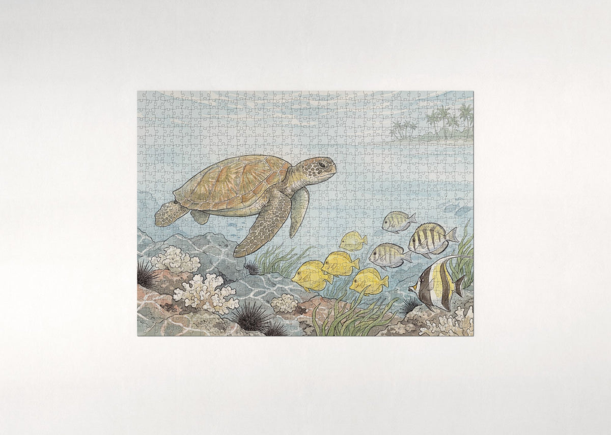 Green Sea Turtle in the Sunlit Shallows jigsaw puzzle - flat puzzle
